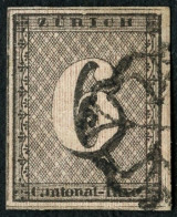 SUISSE - Z 2 S ZURICH 6 RAPPEN LIGNES VERTICALES - OBLITERE - CERTIFICAT MIRO - 1843-1852 Timbres Cantonaux Et  Fédéraux