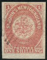 TERRE NEUVE - YVERT 19 - ONE SHILLING CARMIN - OBLITERE - 1857-1861