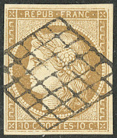 No 1b, Bistre Verdâtre, Obl Grille. - TB - 1849-1850 Cérès
