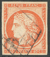 No 5, Orange, Nuance Foncée, Obl Grille. - TB - 1849-1850 Ceres