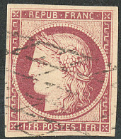 No 6, Carmin, Obl Grille Sans Fin. - TB - 1849-1850 Cérès