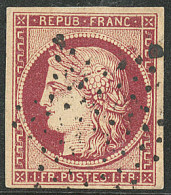 No 6, Carmin, Nuance Foncée, Obl étoile. - TB - 1849-1850 Cérès