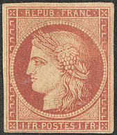 * Vermillon Foncé. No 7c, Charnière Enlevée Et Gomme Refaite En Partie Mais Jolie Pièce. - TB. - RRR - 1849-1850 Ceres