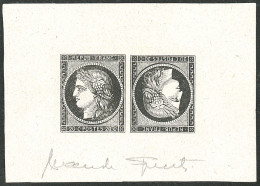 (*) Faux Spérati. Tête-bêche. No 3, 20c Noir Paire, Feuillet 71x51mm, Signé. - TB - 1849-1850 Cérès