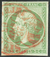 No 12a, Vert-jaune, Obl Cad Rouge Des Imprimés. - TB - 1853-1860 Napoleon III