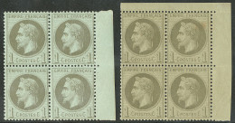 ** Nos 25 Bdf, 25a Cdf, Tous Deux En Bloc De Quatre. - TB - 1863-1870 Napoléon III Lauré