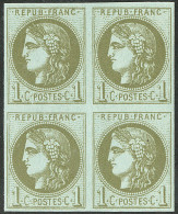 ** No 39B, Olive, Bloc De Quatre, Jolie Pièce. - TB. - R - 1870 Ausgabe Bordeaux