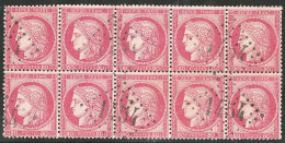 No 57, Rose, Bloc De Dix Obl Gc 1454, Froissure Sur Un Ex. - TB - 1871-1875 Ceres