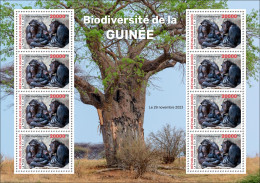 GUINEA 2023 - M/S 8V - BIODIVERSITY - CHIMPANZEE CHIMPANZEES CHIMPANZE APES MONKEYS MONKEY APE SINGES - MNH - Chimpanzés