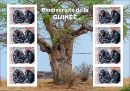 GUINEA 2023 - IMPERF M/S 8V - BIODIVERSITY - CHIMPANZEE CHIMPANZEES CHIMPANZE APES MONKEYS MONKEY APE SINGES - MNH - Chimpanzees