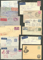 Lettre 1930-1947 (Poste), 29 Enveloppes, CP Et Qqs 1er Jour, Affts, Obl, Cachets Et Destinations Divers. - TB Ou B - Verzamelingen