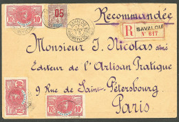 Lettre Cad "Savalou/Dahomey Et Depces". Nos 22 (3) + 34 Sur Enveloppe Recommandée Pour Paris, 1913. - TB - Other & Unclassified