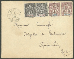 Lettre Cad "Loango/Congo Français" Sur Nos 16 Paire + 18(2) Sur Enveloppe Pour Quiévrechain, 1908. - TB - Other & Unclassified