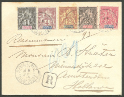 Lettre Cad "Basse-Terre/Guadeloupe". Nos 27 à 29 + 34 + 37 Sur Enveloppe Recommandée Pour Amsterdam, 1894. - TB - Other & Unclassified