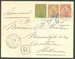 Lettre Cad "Basse-Terre/Guadeloupe". Nos 33 + 35 + 36 Sur Enveloppe Recommandée Pour Amsterdam, 1894. - TB - Other & Unclassified