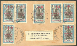 Lettre Cad "Inde Française/Pondichéry", Nos 184 à 190 Sur Enveloppe Locale, 1943. - TB - Other & Unclassified