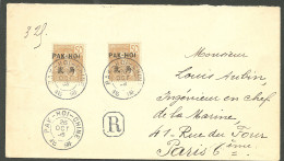 Lettre PAKHOI. Cad "Pak-Hoi/Chine". Nos 28(2) Sur Enveloppe Recommandée Pour Paris, 1908. - TB - Other & Unclassified