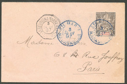 Lettre SAINTE-MARIE DE MADAGASCAR. Cad Bleu "Ste-Marie/Madagascar" Sur Entier 25c Noir Pour Paris, 1897. - TB - Other & Unclassified