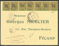 Lettre Cad "St Pierre/St Pierre Et Miquelon". No 97 (bande De Cinq + 2) Sur Enveloppe Pour Fécamp, 1913. - TB - Other & Unclassified