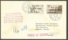 Lettre France-Libre. Cad "St Pierre Et Miquelon". Nos 221A + 229A Sur Enveloppe Recommandée Pour Le Canada, 1942. - TB - Other & Unclassified