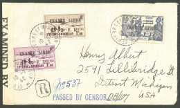 Lettre France-Libre. Cad "St Pierre Et Miquelon". Nos 265 + 267 + 284 Sur Enveloppe Recommandée Pour Les USA, 1942. - TB - Other & Unclassified