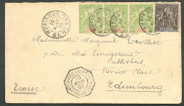 Lettre Cad "Rufisque/Sénégal". No 12 + 21 Bande De Trois  Sur Enveloppe Pour Edimbourg, 1901. TB - Altri & Non Classificati