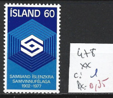 ISLANDE 478 ** Côte 1 € - Neufs