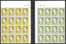 PORTUGAL - 1957 - YVERT 841/842 - Poeta Jose Joaquim De Cesario Verde - MNH** MARGINAL BLOCK OF 16  - Unused Stamps