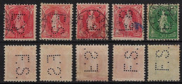 Switzerland 1900/1924 5 Stamp Perfin F.S. By AG J.J. Fischer's Sohne + C.A. Schleininger From Dottikon Wohlen Lochung - Perfins