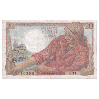 France, 20 Francs, Pêcheur, 1943, C.77, TTB, Fayette:13.6, KM:100a - 20 F 1942-1950 ''Pêcheur''