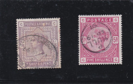 GRANDE BRETAGNE - 1883/84 - VICTORIA - N° 86 & 87 - 2/6 VIOLET - 5 S ROUGE - PAPIER BLANC -  OBLITERE - Neufs