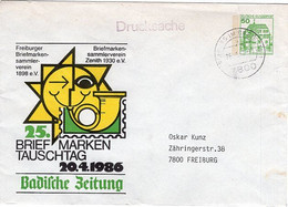 51609 - Bund - 1987 - 50Pfg. B&S PGAUmschl "25.Briefmarkentauschtag ..." Innerh. V. FREIBURG, Kl. Riss Oben - Enveloppes Privées - Oblitérées