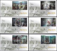 NEW ZEALAND 2022 Lord Of The Rings: Two Towers 20th Anniv., Set Of 6 M/S’s On FDC - Vignettes De Fantaisie