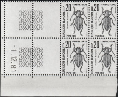 FRANCE Taxe 104 ** MNH Insecte Dorcadion Fuliginator Bloc De 4 Coin Daté 1.12.81 1981 - Taxe