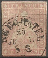 Timbre De 1854/55 ( Strubel / N°24B / Signé Marchand ) - Oblitérés