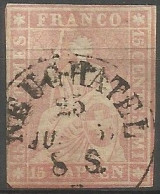 Timbre De 1854/55 ( Strubel / N°24B / Signé Marchand ) - Used Stamps