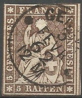 Timbre De 1857/62 ( Strubel / N°22G / Signé Marchand ) - Used Stamps