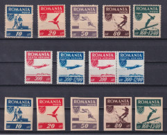 ROMANIA 1946, Sc# 628-61, B340, C26, CB6, Sports, MH - Unused Stamps