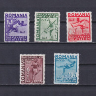 ROMANIA 1937, Sc# B77-B81, Balkan Games, Bucharest, MH - Unused Stamps