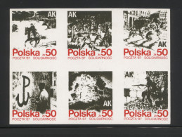 POLAND SOLIDARITY POCZTA SOLIDARNOSC 1987 AK HOME ARMY WW2 PARTISANS BLOCK OF 6 WORLD WAR 2 MILITARIA WARSAW UPRISING - Viñetas Solidarnosc