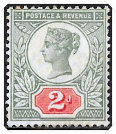 QV SG200 1887 2d Grey Green & Carmine, Jubilee Issue, Mint - Ungebraucht