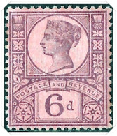 QV SG208 Jubilee 6d Purple Rose-Red, Mounted Mint - Nuovi