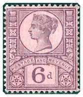 QV SG208 Jubilee 6d Purple Rose-Red, Mounted Mint - Ungebraucht