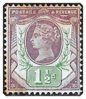 SG198 QV 1887 1½d Dull Purple & Pale Green, Jubilee Issue, Mounted Mint - Neufs