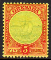 1908-1911. GRENADA. La Conception FIVE SHILLINGS. Hinged. Beautiful Stamp.  (MICHEL 70) - JF542165 - Grenada (...-1974)