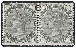 QV 1880 SG165 Half Penny Pale Green Pair Mounted Mint Cat.£110 - Neufs