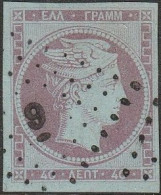 501 Greece Grecia - 1861 - Testa Di Mercurio, 40 Lep. Lilla N. 5, Hellas N. 4a. Cert. Eichel. Ampi Margini, Lusso. - Gebraucht