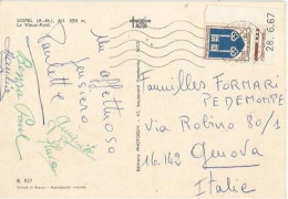 France Ecusson Marsan F0,25 COIN DATE' 28.6.67 Used Pcard Sospel 25mar68 X Italy - Covers & Documents