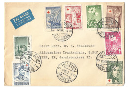 Cover Enveloppe 1953 Helsinki Suomi Finland To Wien Osterreich Par Avion Luftpost Limaposti Croix Rouge Rotes Kreuz - Lettres & Documents