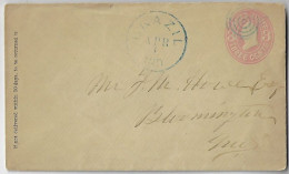 USA 1868 Postal Stationery Cover Stamp 3 Cents From Brazil To Bloomington Both In Indiana State Fancy Cancel Circle - ...-1900